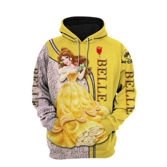 Princess Belle Fan Gift, Princess Belle Gift, Stylist Unisex Cartoon Graphic Outfits Aop Hoodie, Zip Hoodie 2543 Moonbestprint
