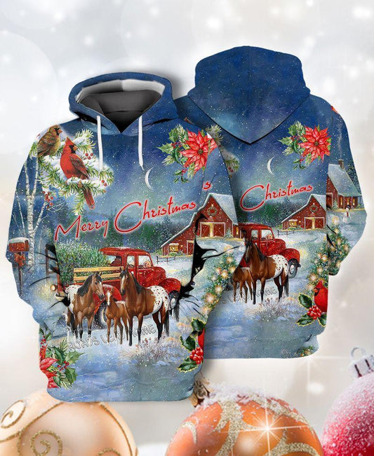 Horse Christmas Hoodie Horse Merry Christmas Farm 3d Hoodie Zip Hoodie Moonbestprint