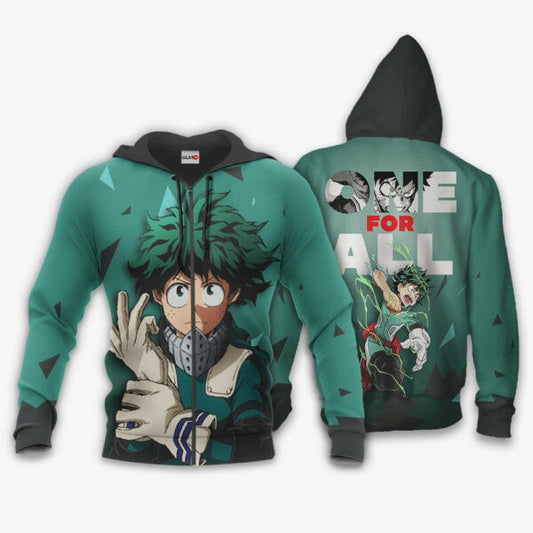 Izuku Midoriya One For All My Hero Academia Anime 2k989 Fan Gift Stylist Unisex Cartoon 3d Hoodie Zip Hoodie 1136 Moonbestprint
