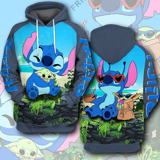 Stitch Hoodie On The Beach Is So Cute Moonbestprint