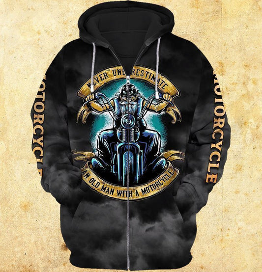 Old Man And Motorcycle Never Underestimate An Old Man With A Motorcycle For Men And Women 3d Hoodie Zip Hoodie Moonbestprint