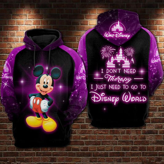 I Dont Need Therapy I Need Disneyworld Mickey Over Print 3d Hoodie Zip Hoodie 1 Moonbestprint