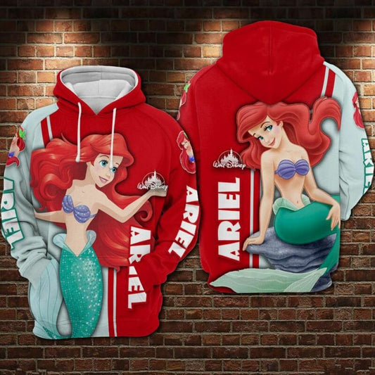 Disney Cartoon Ariel Over Print 3d Hoodie Zip Hoodie Moonbestprint
