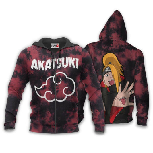 Akatsuki Deidara Tie Dye Style Naruto Anime 1k382 Fan Gift Stylist Unisex Cartoon Graphic Outfits Aop 3d Hoodie, Zip Hoodie 371 Moonbestprint