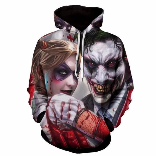Halloween Joker And Harley Duo Over Print 3d Hoodie Zip Hoodie Moonbestprint