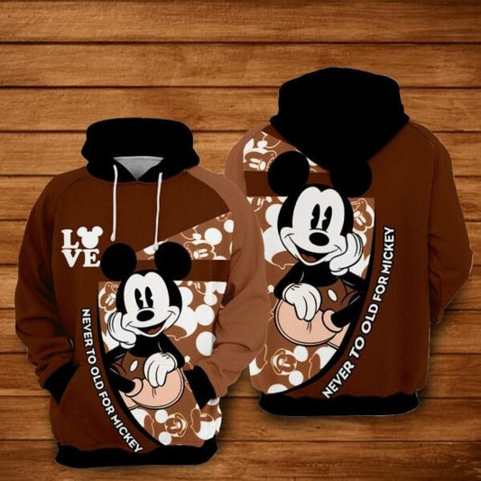 Mickey Mouse Love Never To Old For Mickey Over Print 3d Hoodie Zip Hoodie 1901 Moonbestprint