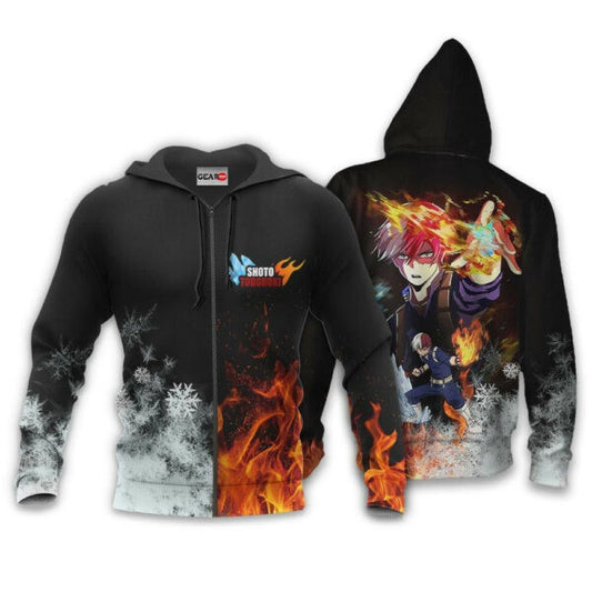 Shoto Todoroki Ice And Fire My Hero Academia Anime 2k53 Fan Gift Stylist Unisex Cartoon 3d Hoodie Zip Hoodie 2777 Moonbestprint