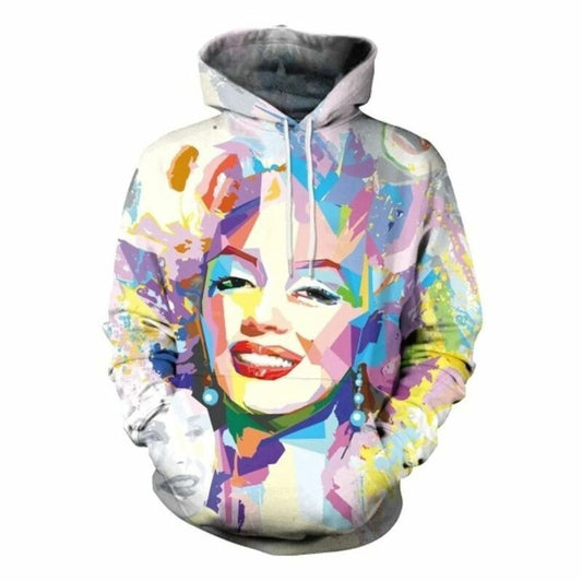Marilyn Monroe Figure Graffiti Relaxed Fit White Over Print 3d Hoodie Zip Hoodie Moonbestprint