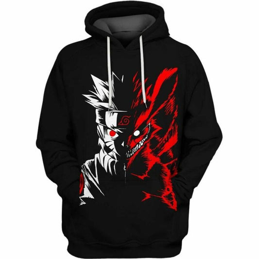 Two Face Naruto White And Red Over Print 3d Hoodie Zip Hoodie Moonbestprint