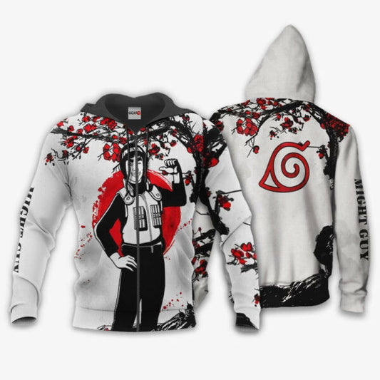 Konoha Might Guy Japan Cherry Blossoms Naruto Anime 1k470 Fan Gift Stylist Unisex Cartoon Graphic Outfits Aop 3d Hoodie, Zip Hoodie 111 Moonbestprint