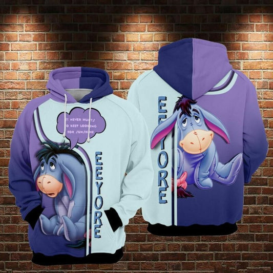 Eeyore Cartoon Winnie The Pooh Movie Disney It Never Hurts To Keep Looking For Sunshine Over Print 3d Hoodie Zip Hoodie Moonbestprint