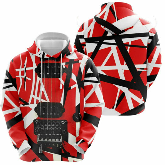 Eddie Van Halen Frankenstrat Guitar Design Pattern For Fan 3d Hoodie Zipper Hoodie Moonbestprint
