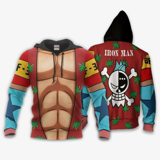 Iron Man One Piece Franky Costume Anime 3k180 Fan Gift Stylist Unisex Cartoon 3d Hoodie Zip Hoodie 568 Moonbestprint