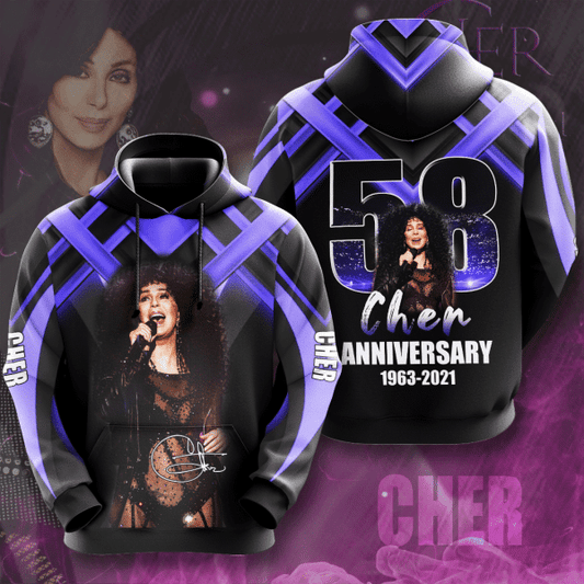 Cher 58th Anniversary 1963 2021 Signature Design Gift For Fan Custom 3d Hoodie All Over Printed Hoodie Moonbestprint