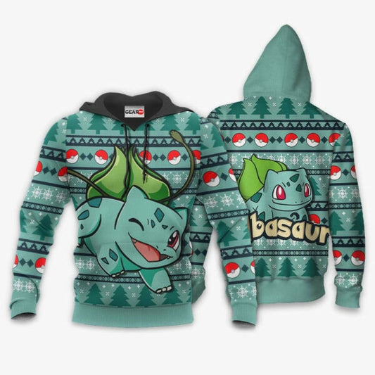 Bulbasaur Ugly Christmas Sweate Anime Pokemon Manga 1k730 Fan Gift Stylist Unisex Cartoon Graphic Outfits Aop 3d Hoodie, Zip Hoodie 891 Moonbestprint