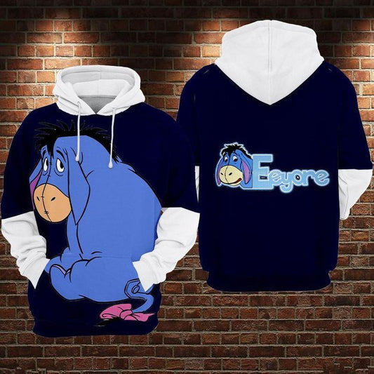 Shy Eeyore Blue And White Over Print 3d Hoodie Zip Hoodie 92 Moonbestprint