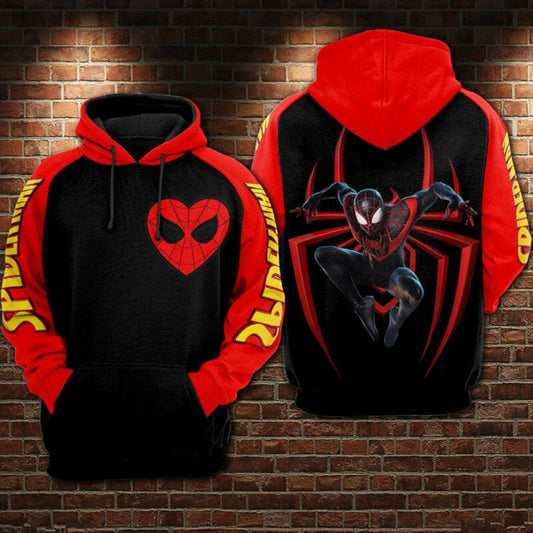 Spider Man Heart Hoodie Zip Hoodie Red Moonbestprint