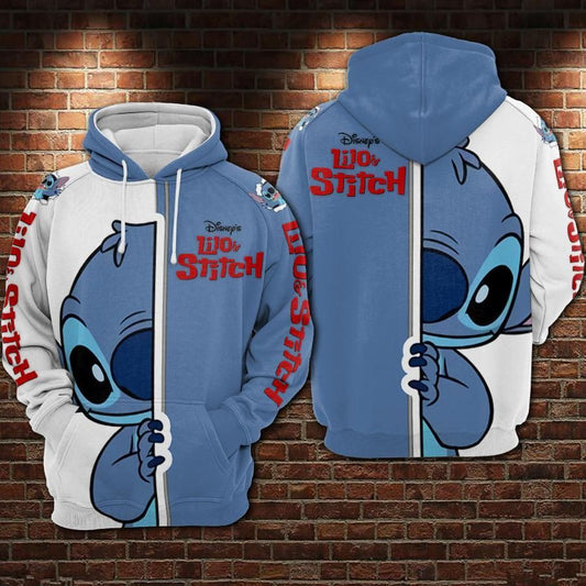 Cartoon Lilo And Stitch Over Print 3d Hoodie Zip Hoodie 1077 Moonbestprint