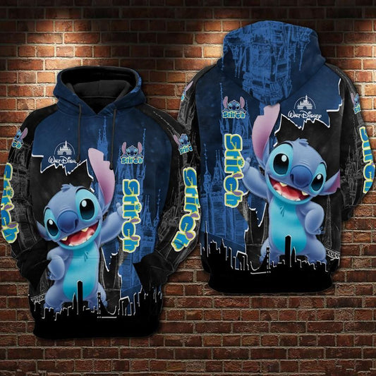 Cartoon Lilo And Stitch Disneyland Over Print 3d Hoodie Zip Hoodie 1113 Moonbestprint