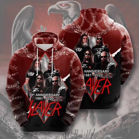 Slayer 39th Anniversary 1981 2020 Signature Design Gift For Fan Custom 3d Hoodie All Over Printed Hoodie Moonbestprint