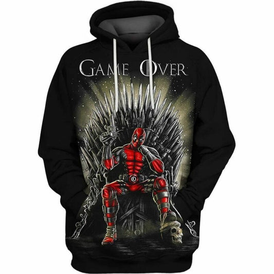 Dead Pool X Game Of Thrones Game Over, Marvel Over Print 3d Hoodie Zip Hoodie Moonbestprint