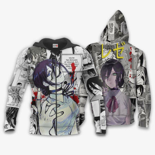 Reze Manga Style Chainsaw Man Anime 3k51 Fan Gift Stylist Unisex Cartoon 3d Hoodie Zip Hoodie 2089 Moonbestprint
