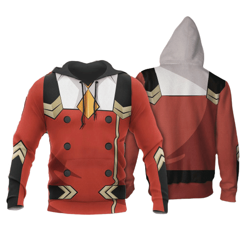 Darling In The Franxx Hoodie Code 002 Zero Two Uniform Costume Red 3d Hoodie Zip Hoodie Moonbestprint