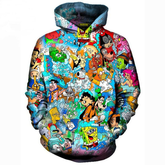 Funny 3d 90s Cartoon Collage Printing Hoodies Cute Anime Hoodie Series Men/women Moonbestprint