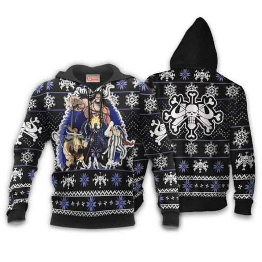 Kaido Beast Pirates Ugly Christmas Sweater One Piece Anime 1k488 Fan Gift Stylist Unisex Cartoon Graphic Outfits Aop 3d Hoodie, Zip Hoodie 7 Moonbestprint