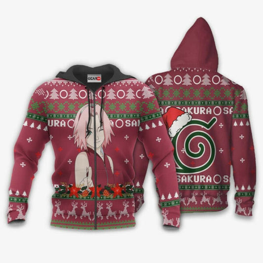 Haruno Sakura Ugly Christmas Naruto Anime 1k421 Fan Gift Stylist Unisex Cartoon Graphic Outfits Aop 3d Hoodie, Zip Hoodie 143 Moonbestprint