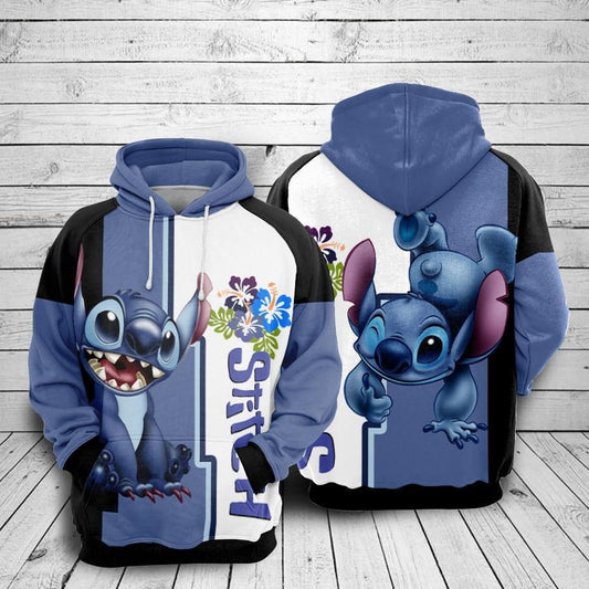 Flowers Cartoon Lilo And Stitch Over Print 3d Hoodie Zip Hoodie 1159 Moonbestprint