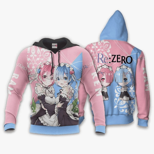 Re Zezo Rem And Ram Anime Manga For Men And Women 3d Hoodie Zip Hoodie Moonbestprint