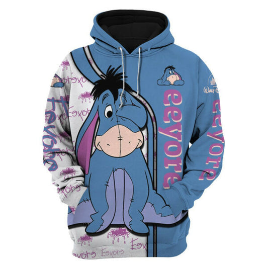 Eeyore Donkey Fan Gift, Eeyore Donkey Stylist Unisex Cartoon Graphic Outfits Gift Aop Hoodie, Zip Hoodie 319 Moonbestprint