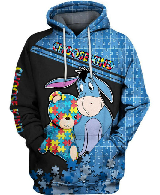Choose Kind Eeyore 3d Hoodie Zipper Hoodie Moonbestprint