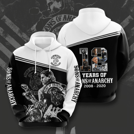 Sons Of Anarchy 12th Anniversary 2008 2020 Signature Design Gift For Fan Custom 3d Hoodie All Over Printed Hoodie Moonbestprint