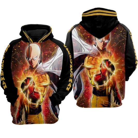 One Punch Man Black Hoodie Zip Hoodie 3 Moonbestprint