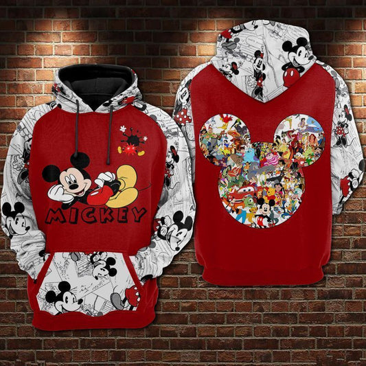 Mickey Comic Style Over Print 3d Hoodie Zip Hoodie Moonbestprint