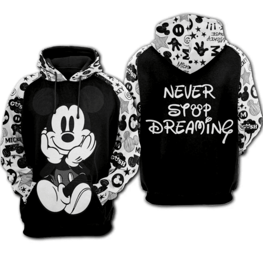 Mickey Mouse Disney Never Syop Dreaming 501 Fan Gift Stylist Unisex Cartoon Graphic Outfits Aop Hoodie 2109 Moonbestprint