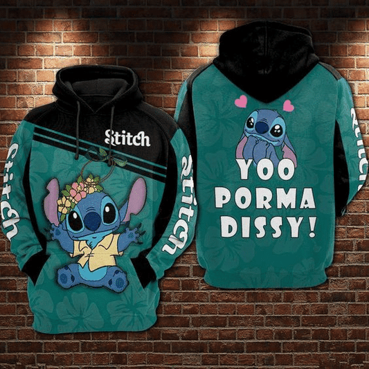 Funny Stitch And Lilo Ohana Cartoon Disney 114 Fan Gift Stylist Unisex Cartoon Graphic Outfits Aop Hoodie 776 Moonbestprint