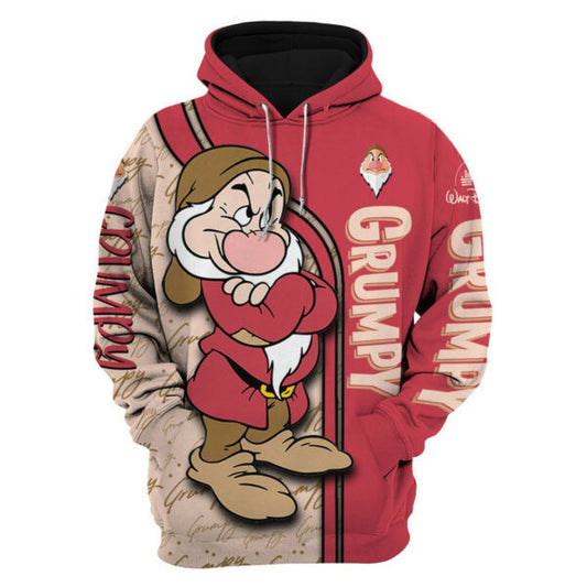 Grumpy Dwarf Disney Fan Gift, Grumpy Dwarf Stylist Unisex Cartoon Graphic Outfits Gift Aop Hoodie, Zip Hoodie 481 Moonbestprint