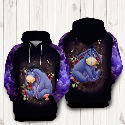 Eeyore And Flowers Cartoon Winnie The Pooh Over Print 3d Hoodie Zip Hoodie 113 Moonbestprint