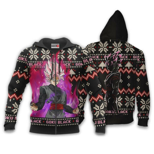 Goku Black Rose Ugly Christmas Dragon Ball Z Anime 1k337 Fan Gift Stylist Unisex Cartoon Graphic Outfits Aop 3d Hoodie, Zip Hoodie 1507 Moonbestprint