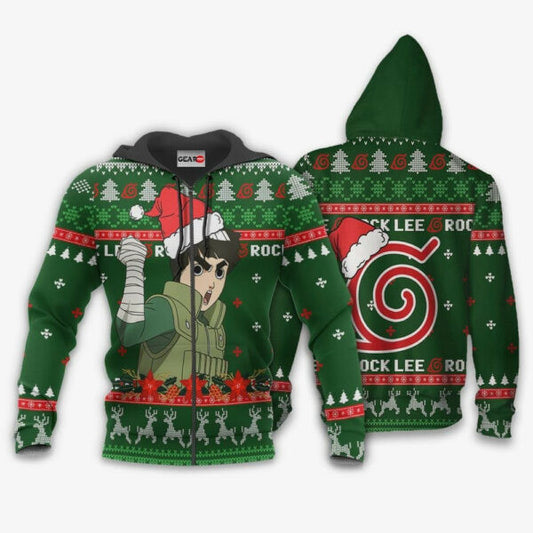Rock Lee Ugly Christmas Naruto Anime 1k425 Fan Gift Stylist Unisex Cartoon Graphic Outfits Aop 3d Hoodie, Zip Hoodie 2063 Moonbestprint