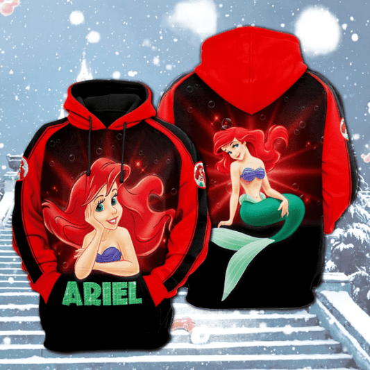 Ariel Princess Disney Cartoon 513 Fan Gift Stylist Unisex Cartoon Graphic Outfits Aop Hoodie 1326 Moonbestprint