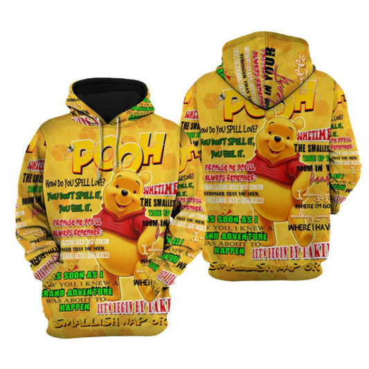 Winnie Pooh Punk Words Pattern Fan Gift Stylist Unisex Cartoon Graphic Outfits Aop Hoodie, Zip Hoodie 2221 Moonbestprint