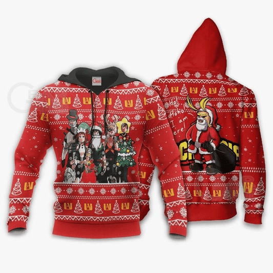 My Hero Academia Ugly Christmas Santa Anime Manga For Men And Women 3d Hoodie Zip Hoodie Moonbestprint