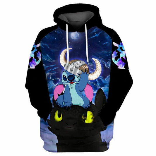 Stitch And Toothless Dragon Httyd 3d Hoodie Zip Hoodie Moonbestprint