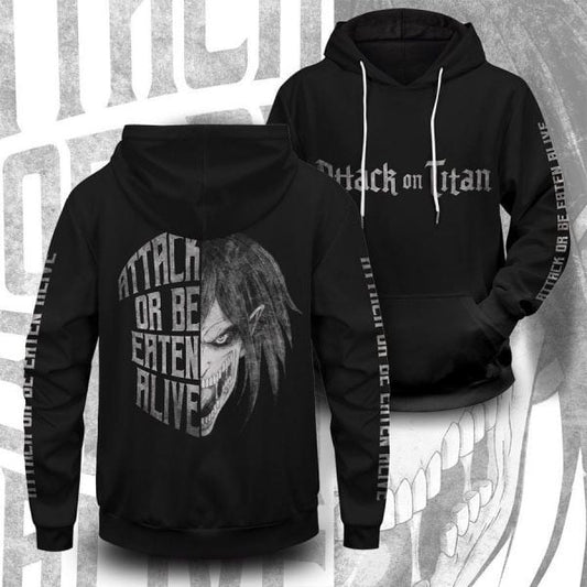 Attack On Titan Attack Or Be Eaten Alive 2k573 Lover Gift ,attack On Titan All Over Print 3d Hoodie 919 Moonbestprint