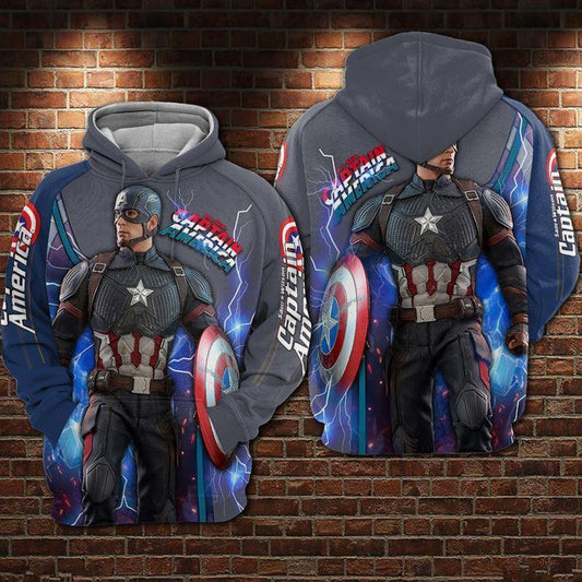 Captain America Hoodie Avengers Captain America Thunder Blue 3d Hoodie Zip Hoodie Moonbestprint