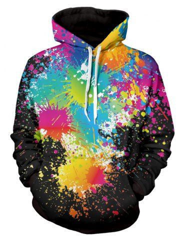 Paint Splatter Print Long Sleeve Pullover Hoodie Moonbestprint